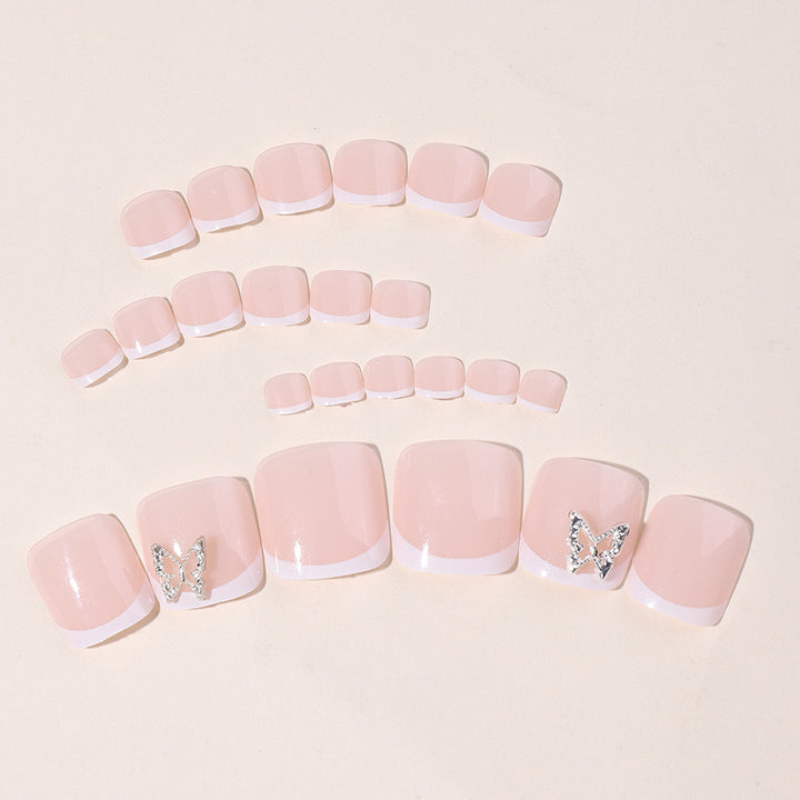 Artificial Nail Set with elegant French design and glitter accents Stornfield
