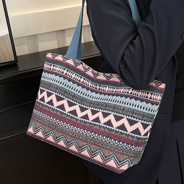 Ethnic Patterned Canvas Tote Bag