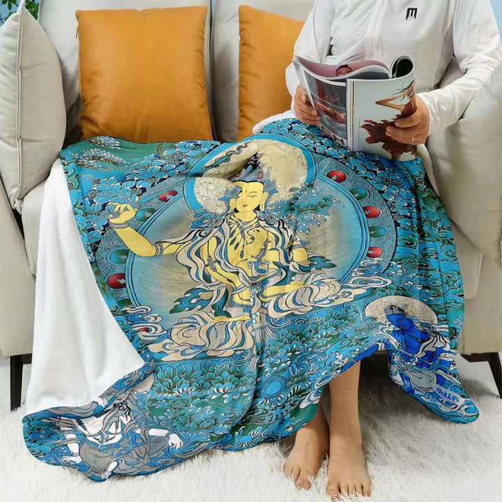 Artistic Eastern-Themed Fleece Throw Blanket