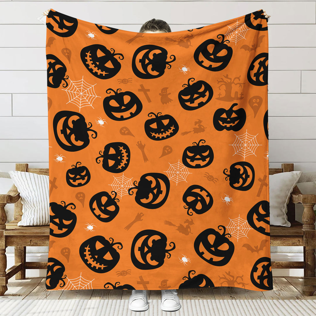 Fun-Themed Halloween Plush Throw Blanket