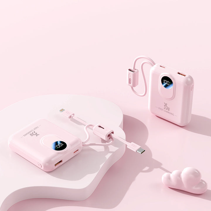 Power bank with fast charging function and integrated charging cables Stornfield