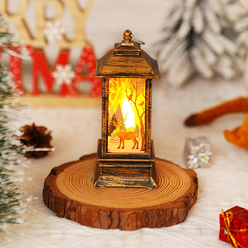 Nostalgic LED Christmas lantern with movable Santa motif Stornfield