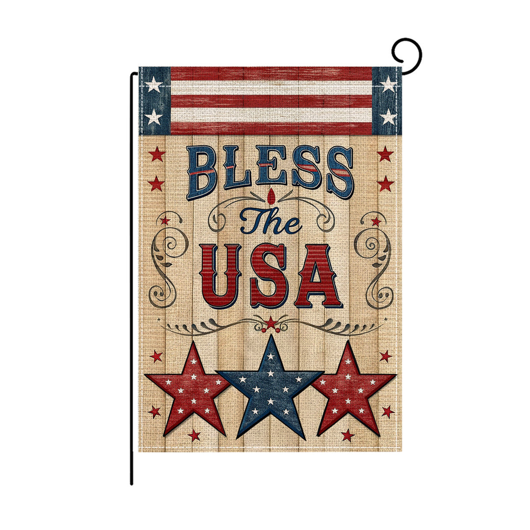 Patriotic Mason Jar Floral Burlap-Texture Outdoor Garden Flag