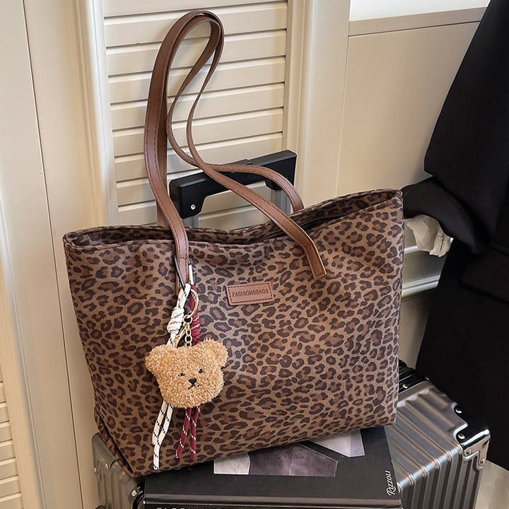 Leopard Print Canvas Tote Bag