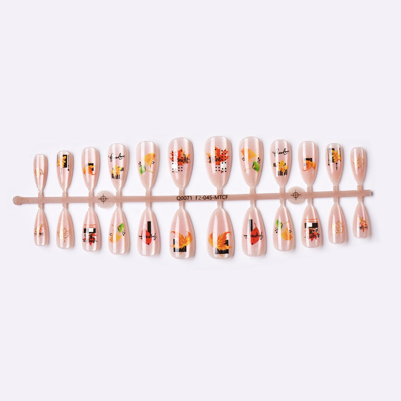 Autumn-Inspired Artistic Press-On Nail Art Set Stornfield