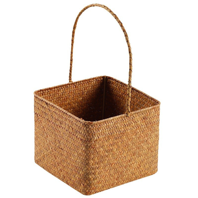 Handwoven Natural Fiber Carrying Basket Stornfield