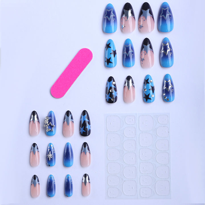 Artificial fingernails with Starlit design and glitter accents Stornfield