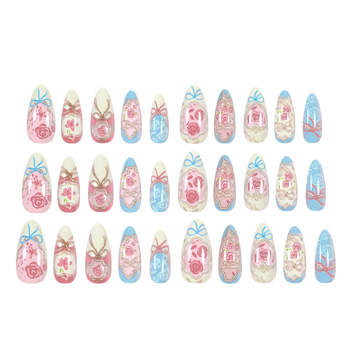 Artistic acrylic nails with floral designs Stornfield