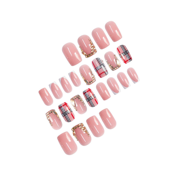 Decorative Press-On Nail Art with Gold Accents Stornfield