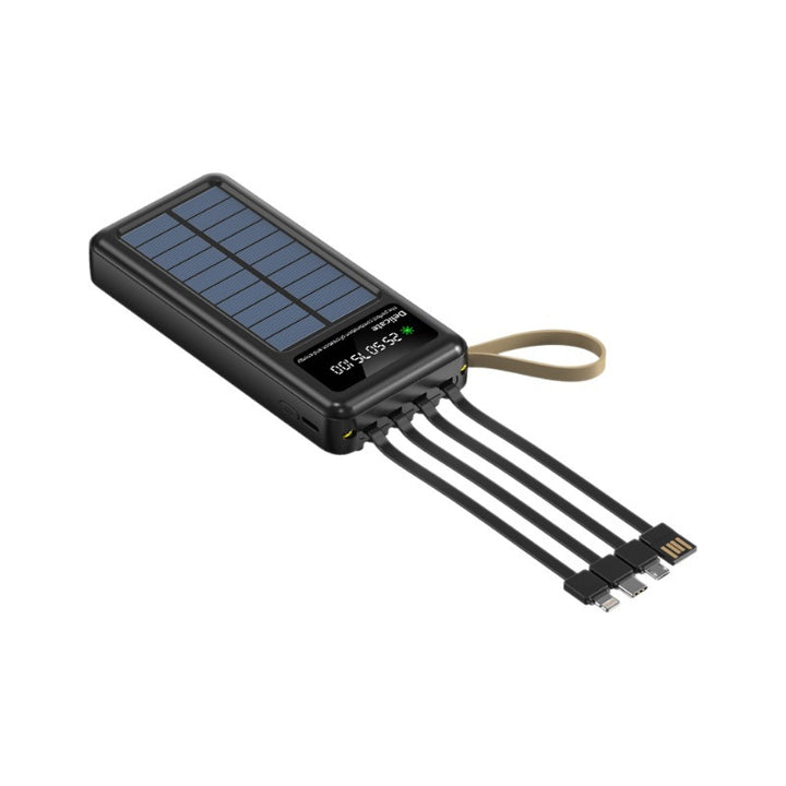 Portable solar power bank with integrated multifunction charging cable and digital display Stornfield