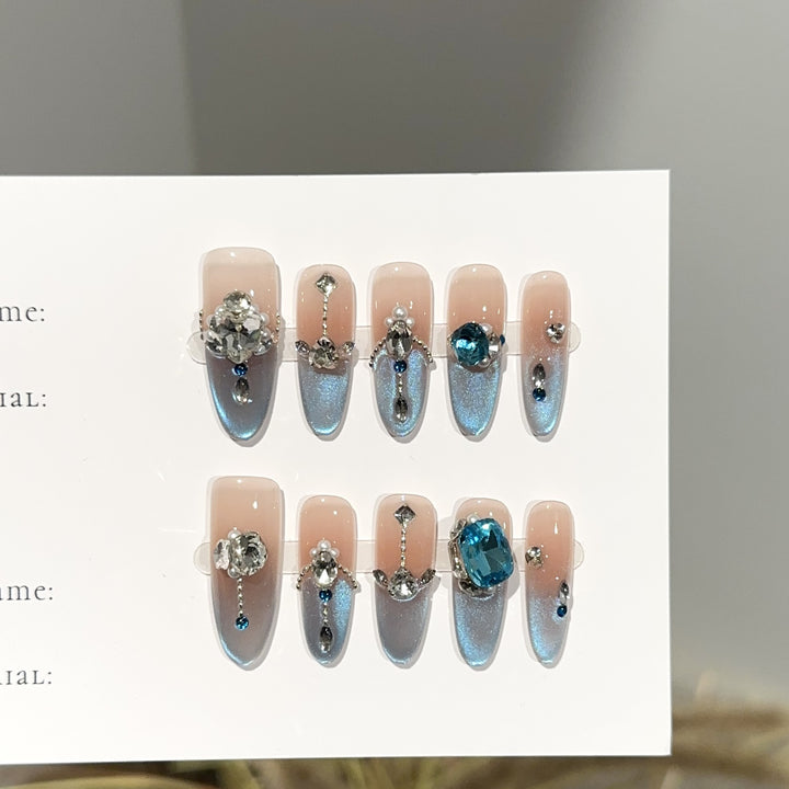 Elegant Crystal-Embellished Press-On Nail Set