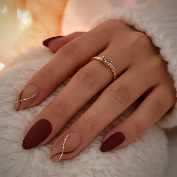 Premium Artificial Nails with Creative Matte Finish and Elegant Decorations Stornfield