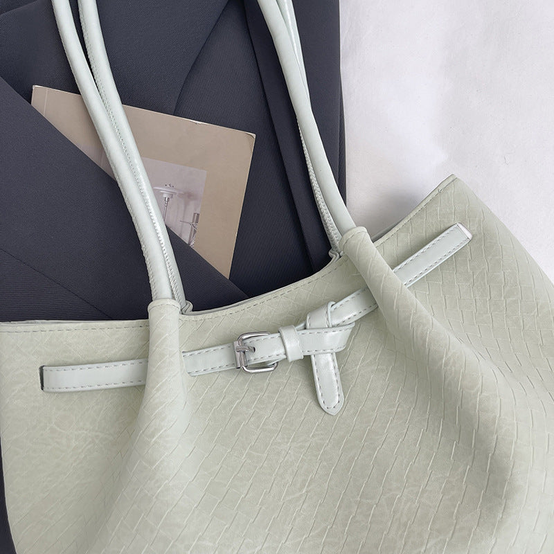 Textured Woven Tote Handbag