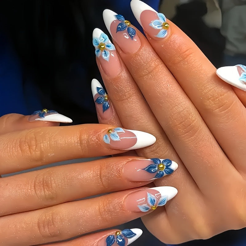 Floral Artistic Press-On Nail Extensions Stornfield