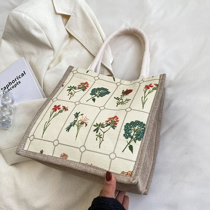 Embroidered Floral Patterned Tote Bag