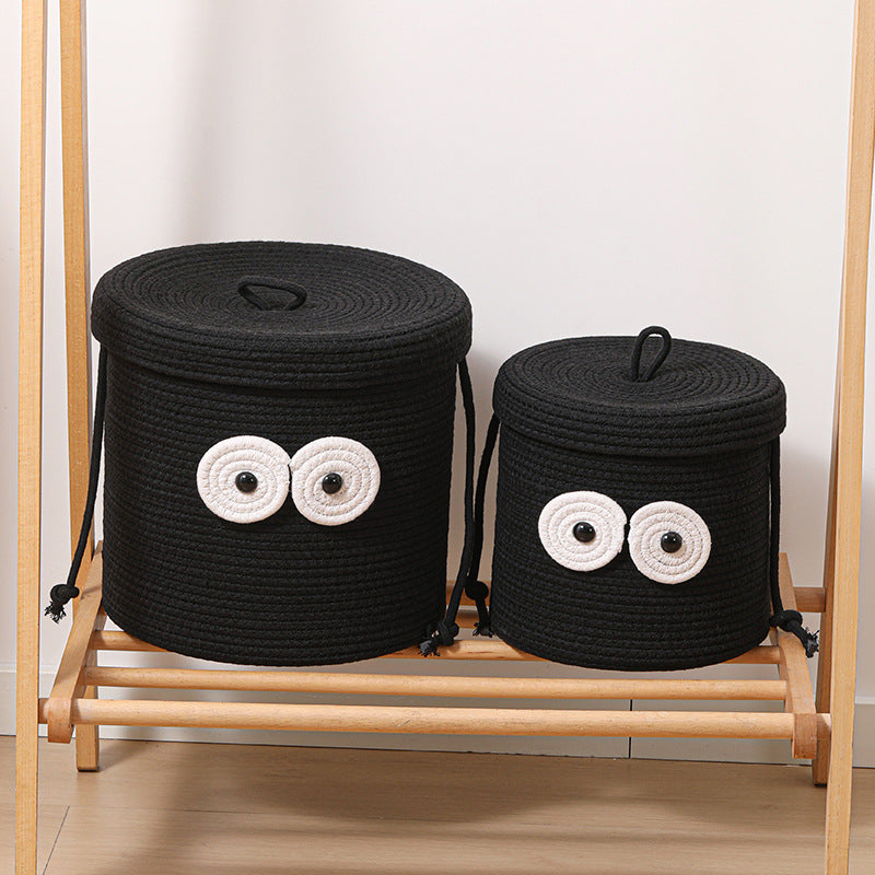 Women's Round Storage Basket with Lid and Eye Design Stornfield
