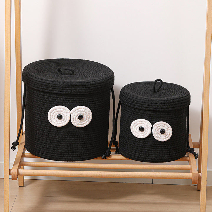 Women's Round Storage Basket with Lid and Eye Design Stornfield