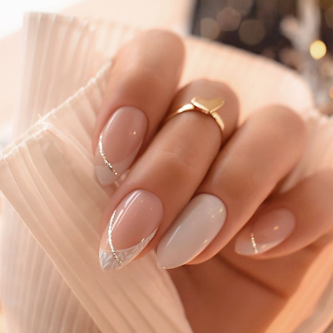 Decorative Press-On Nail Set with Stylish Heart and Gem Accents Stornfield