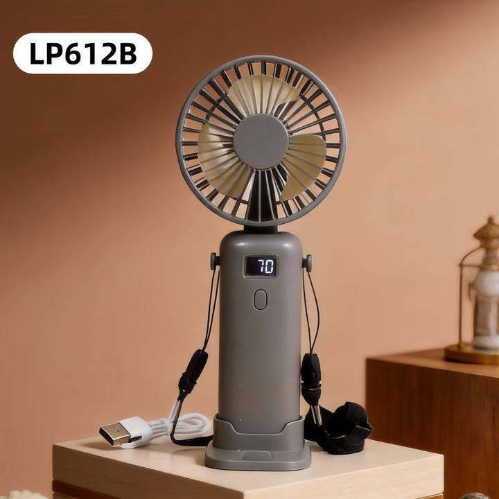 Ladies Portable Hand Fan with LCD Display and USB Charging Function Stornfield