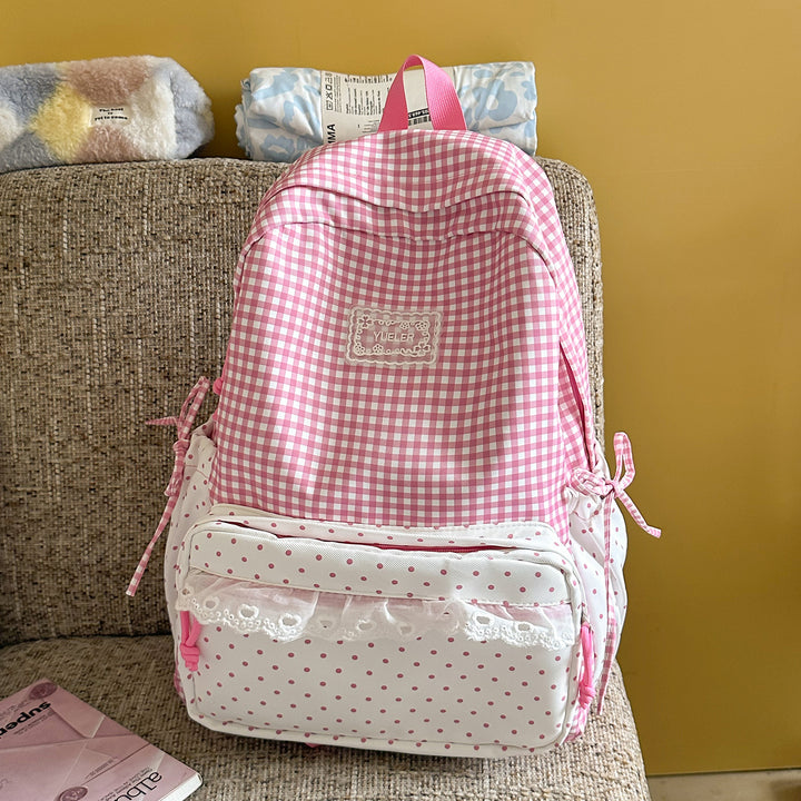 Charming Gingham Print School Backpack Stornfield