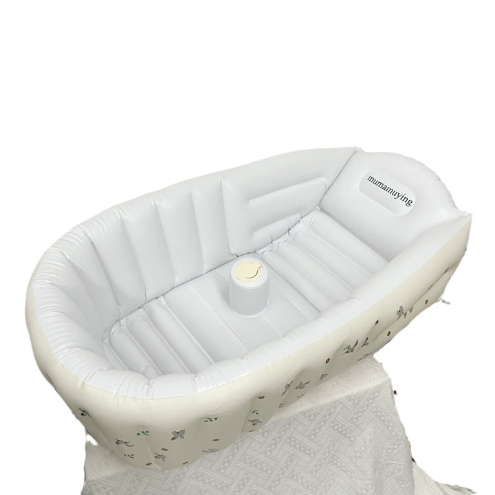 Inflatable Portable Baby Bathtub with Headrest and Built-In Cup Holder