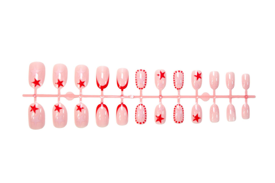 Artificial nail set with creative star designs and glossy finish Stornfield