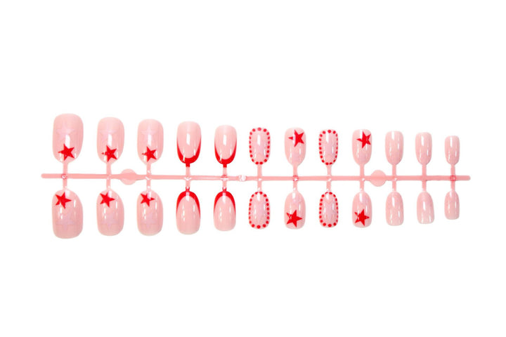 Artificial nail set with creative star designs and glossy finish Stornfield