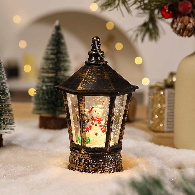 Nostalgic Christmas lantern with glowing Santa Claus motif Stornfield