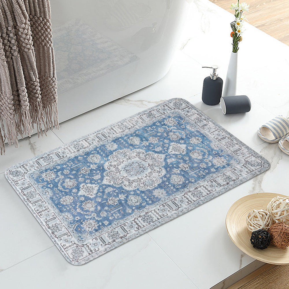 Vintage-inspired flat-woven runner with oriental medallion design and low pile
