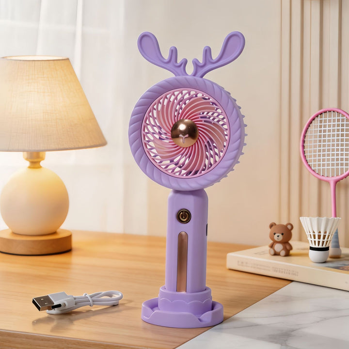 Women's Portable Hand Fan with Creative Antler Design Stornfield
