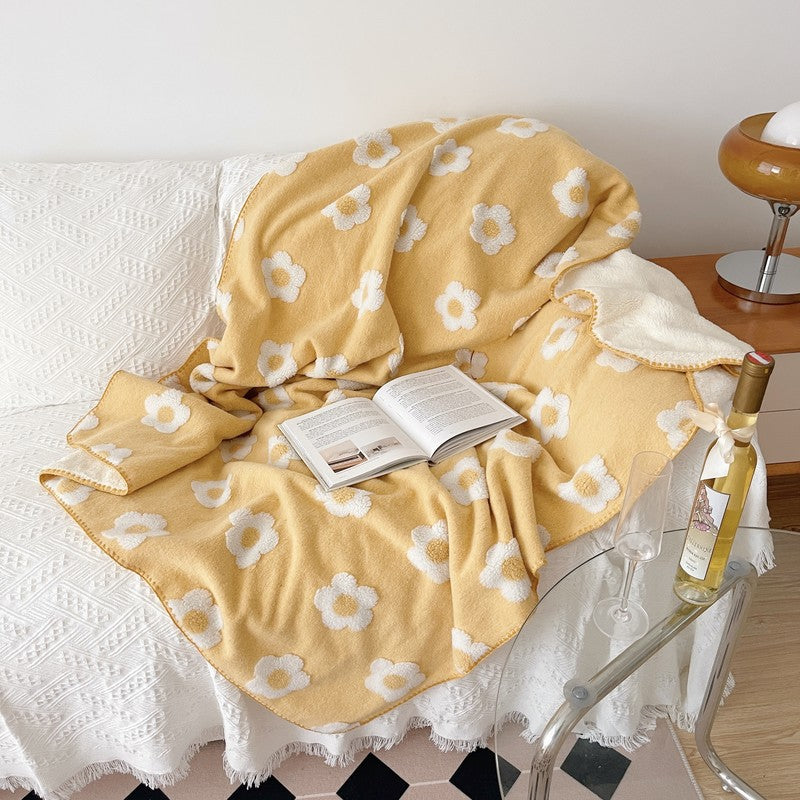 Unisex Cozy Cotton Blanket with Playful Flower Pattern Stornfield