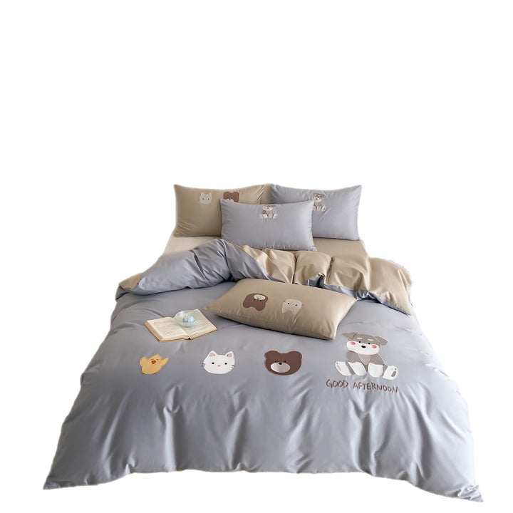 Playful Animal Print Reversible Cotton Sateen Duvet Cover and Pillowcase Set
