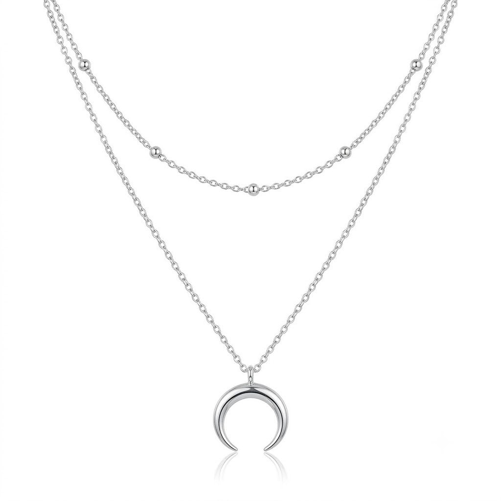 Layered Crescent Moon Pendant Necklace Stornfield