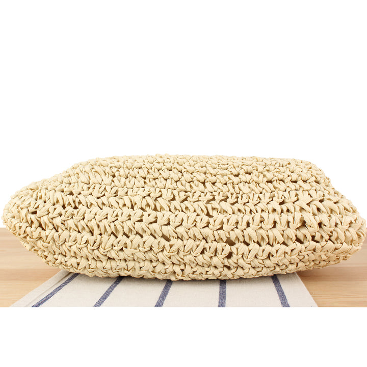 Shoulder bag made from handcrafted natural fibers with elegant chain decoration Stornfield
