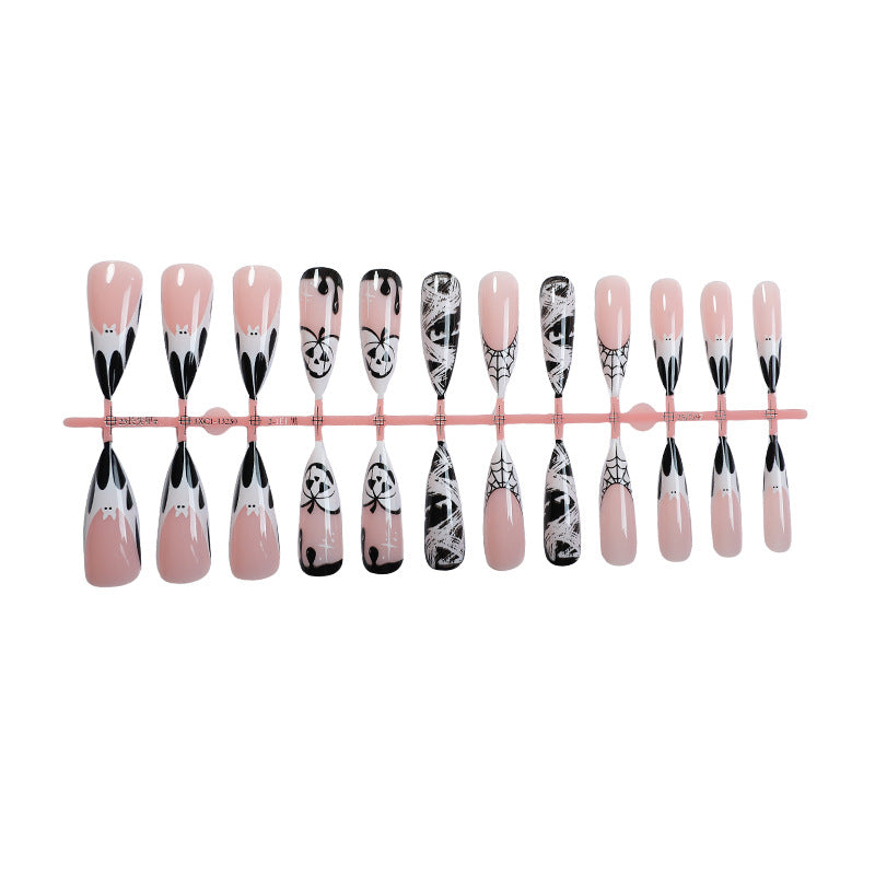 Artistic Halloween-Themed Press-On Nail Art Set Stornfield