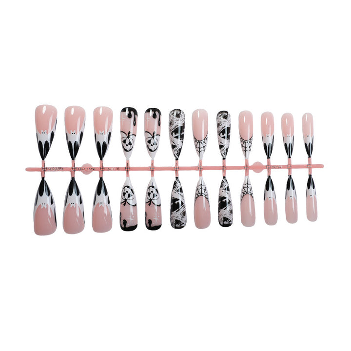 Artistic Halloween-Themed Press-On Nail Art Set Stornfield