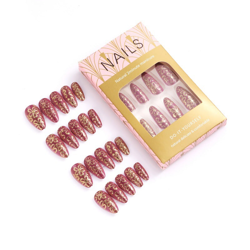 Glittering artificial nails with floral patterns Stornfield