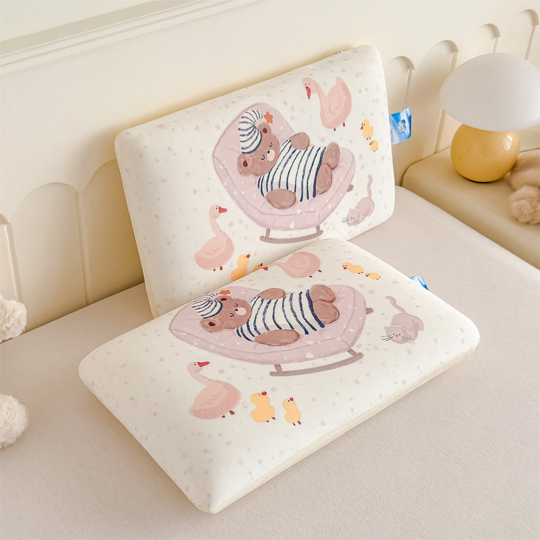 Kids Ergonomic Rectangular Pillow Duo with Removable Printed Covers