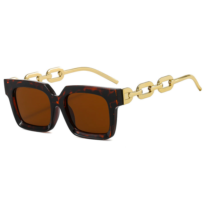 Women’s fashionable square sunglasses with luxurious chain details Stornfield