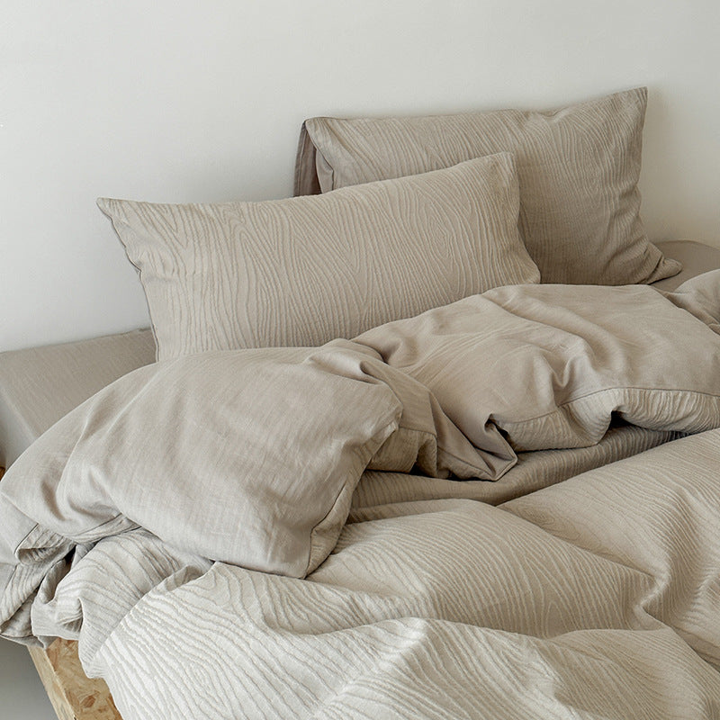 Premium cotton bedding set with fine pleated structure and hidden zipper