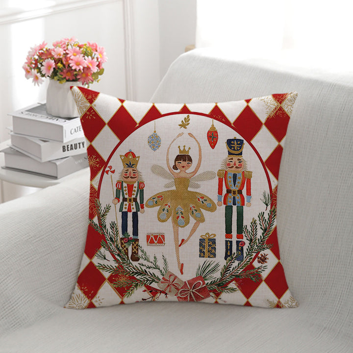 Festive Christmas Illustration Throw Pillow