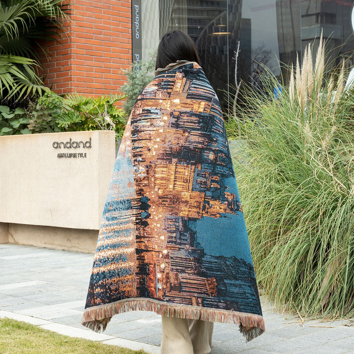 Artistic Cityscape Throw Blanket