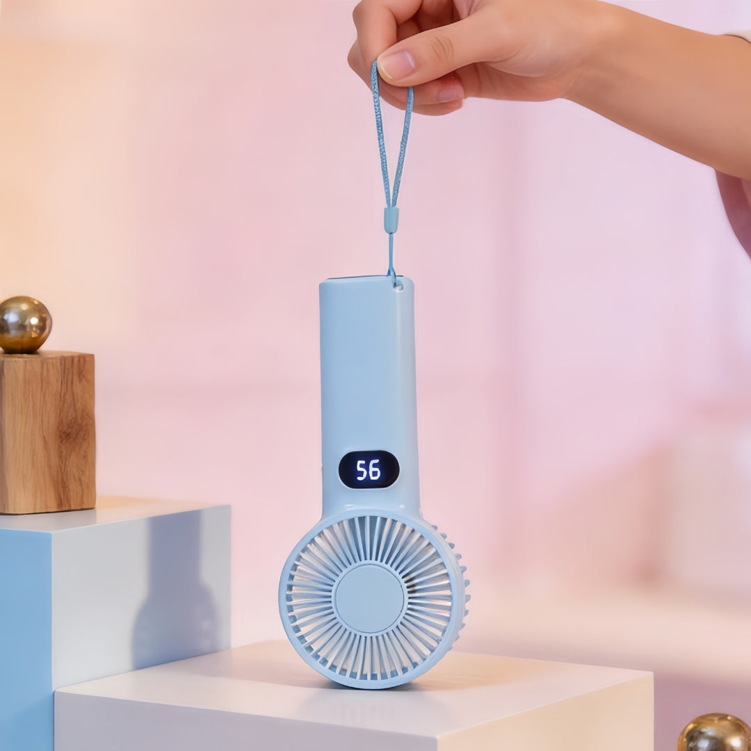Women's portable high-performance hand fan with digital speed display Stornfield
