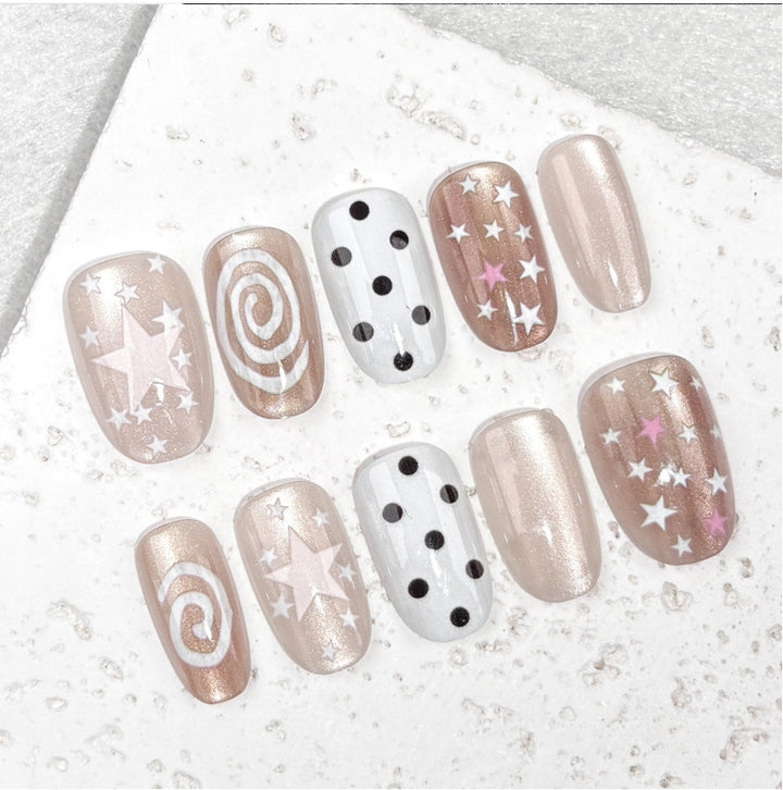 Artificial nails with trendy star pattern Stornfield