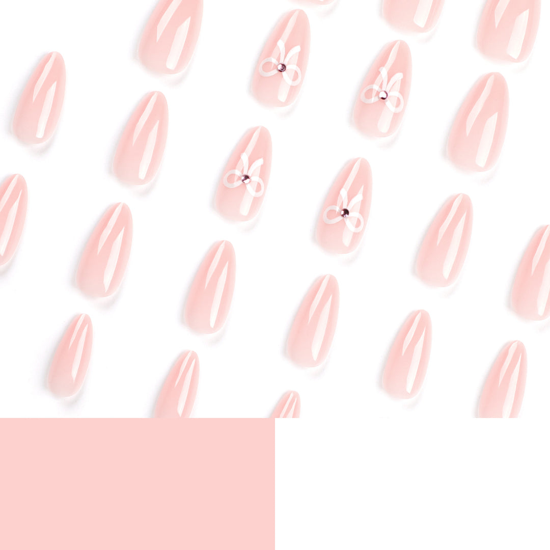 Artful Nail Extensions with Bow Decoration Stornfield