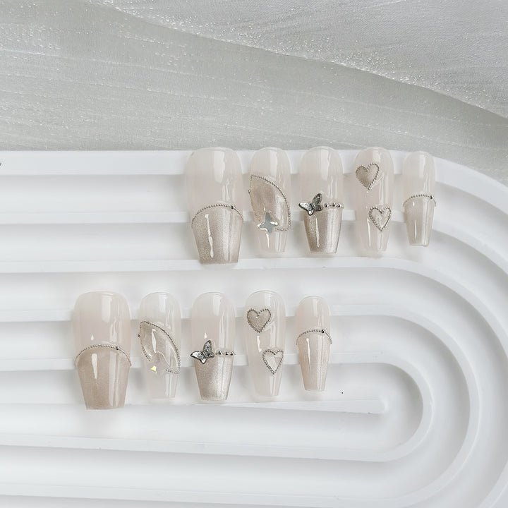 Butterfly-Embellished Press-On Nail Set