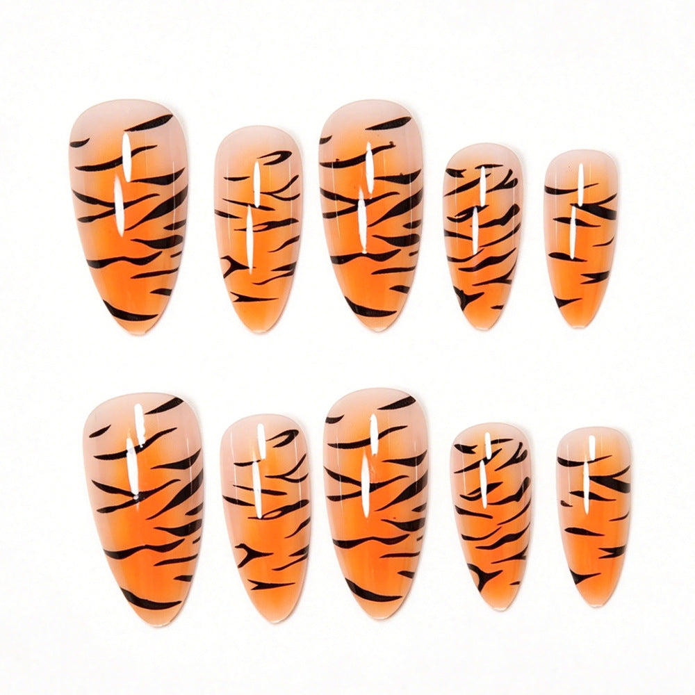 Stylish Tiger Print Stiletto Press-On Nails Stornfield