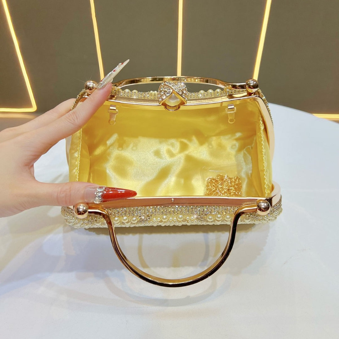 Vintage Pearl-Embellished Handbag