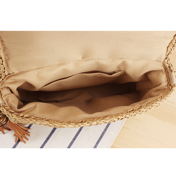 Woven Raffia Shoulder Bag with Decorative Shoulder Strap Stornfield