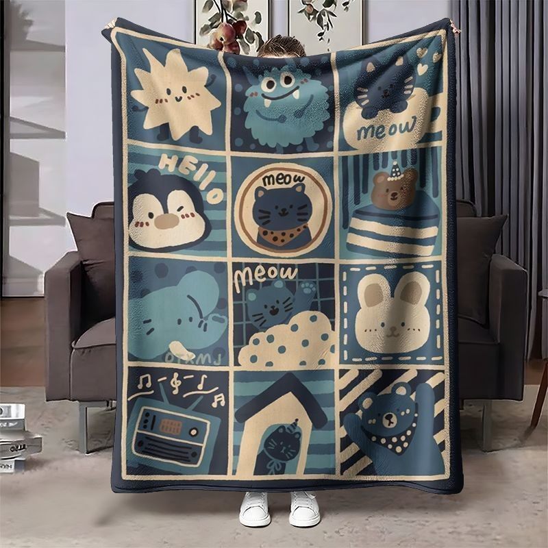 Cozy Cartoon-Themed Fleece Blanket